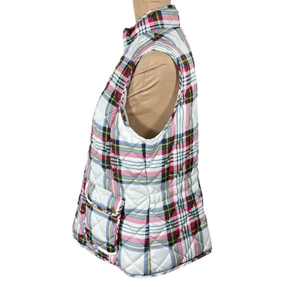 St John's Bay Puffer Vest Multi Color Plaid Size L Large Full Zip Women's - Picture 2 of 7